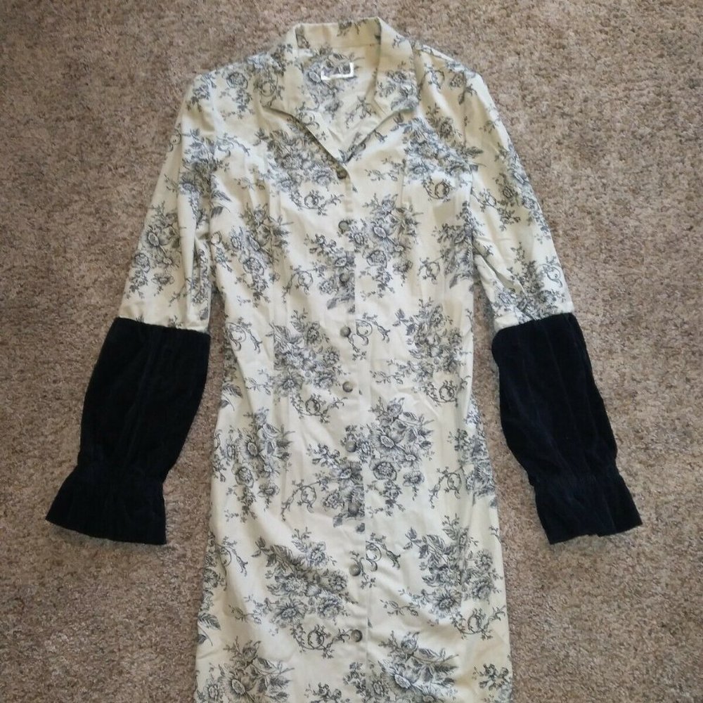 Upcycled Jacket Toile Beige Black Steampunk Cottagecore M